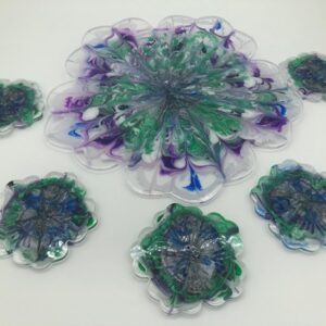 13.5” Color Fun Tray with 5 Coasters
