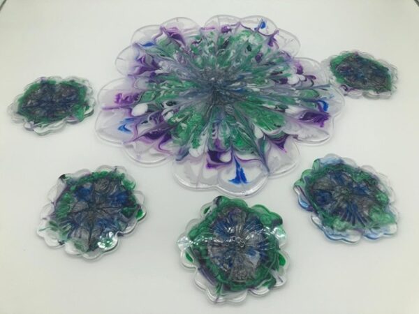 13.5” Color Fun Tray with 5 Coasters