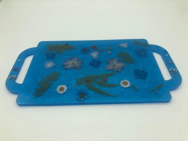 15” Blue Flower Tray