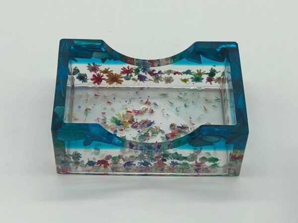 Little box ( 4”by 2.5”) made with real flowers and blue stones